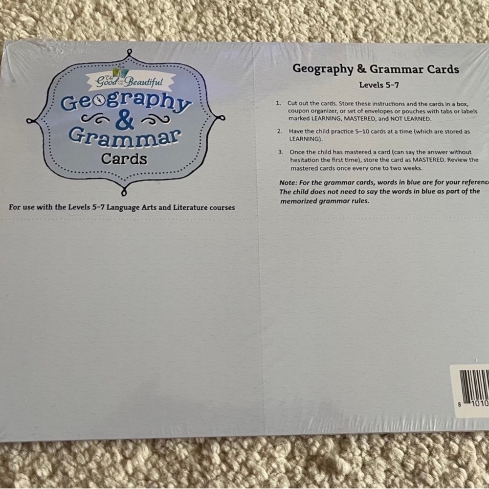 The Good and the Beautiful Geography and Grammar cards